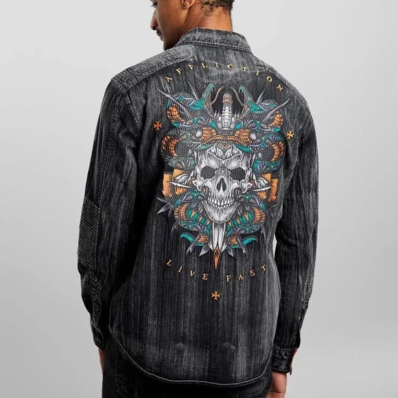 Affliction • Despise Washed Stretch Shirt - Picture 1 of 11